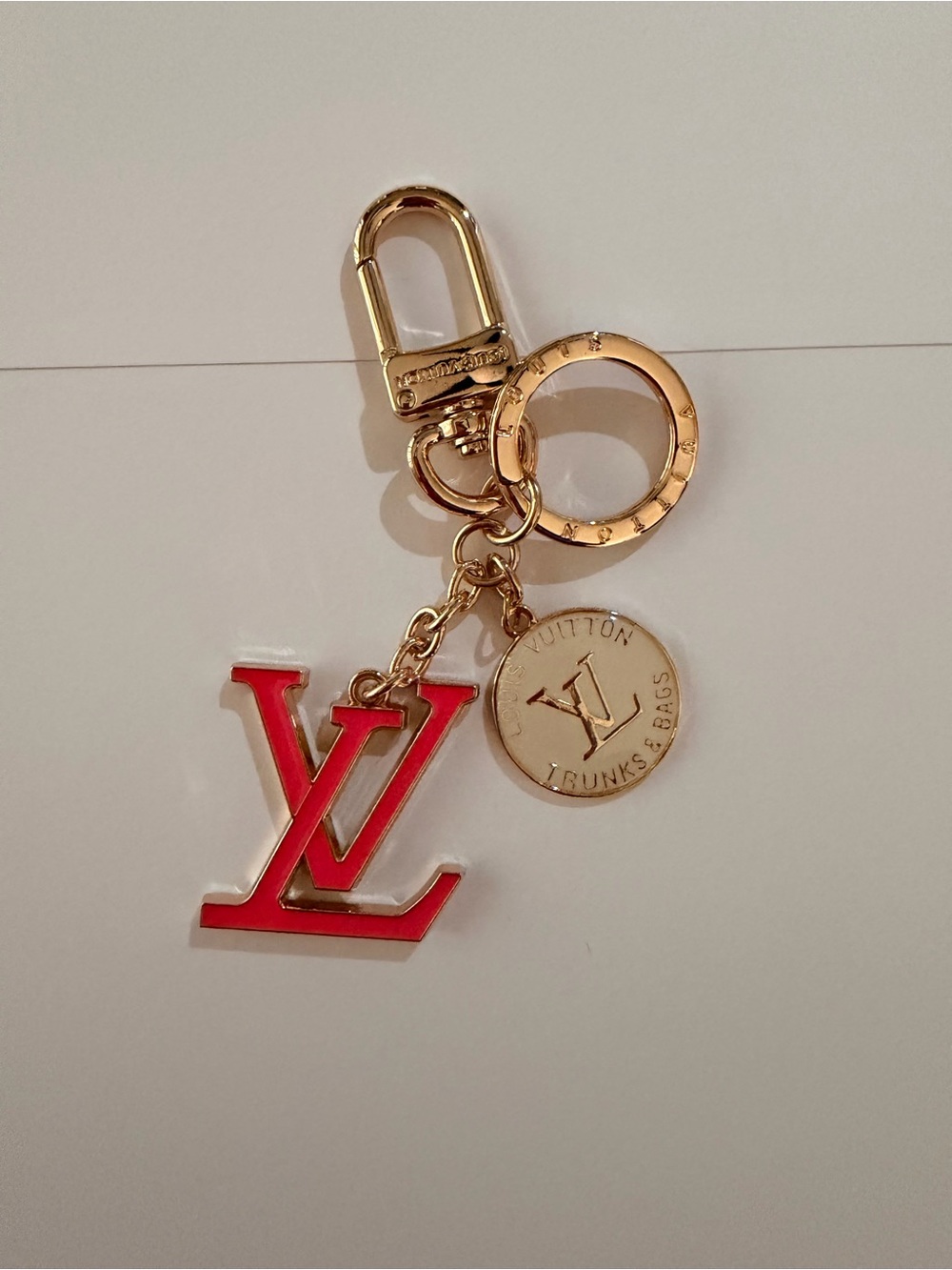 Louis Vuitton Pink LV Logo Keychain Charm